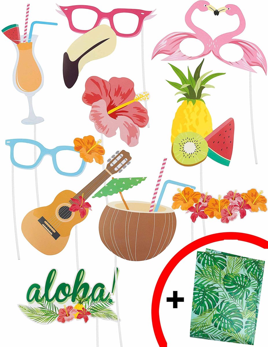 NINGBO PARTY SUPPLIES - Hawaii photobooth set met 10 delen - Decoratie > Photobooth en posters